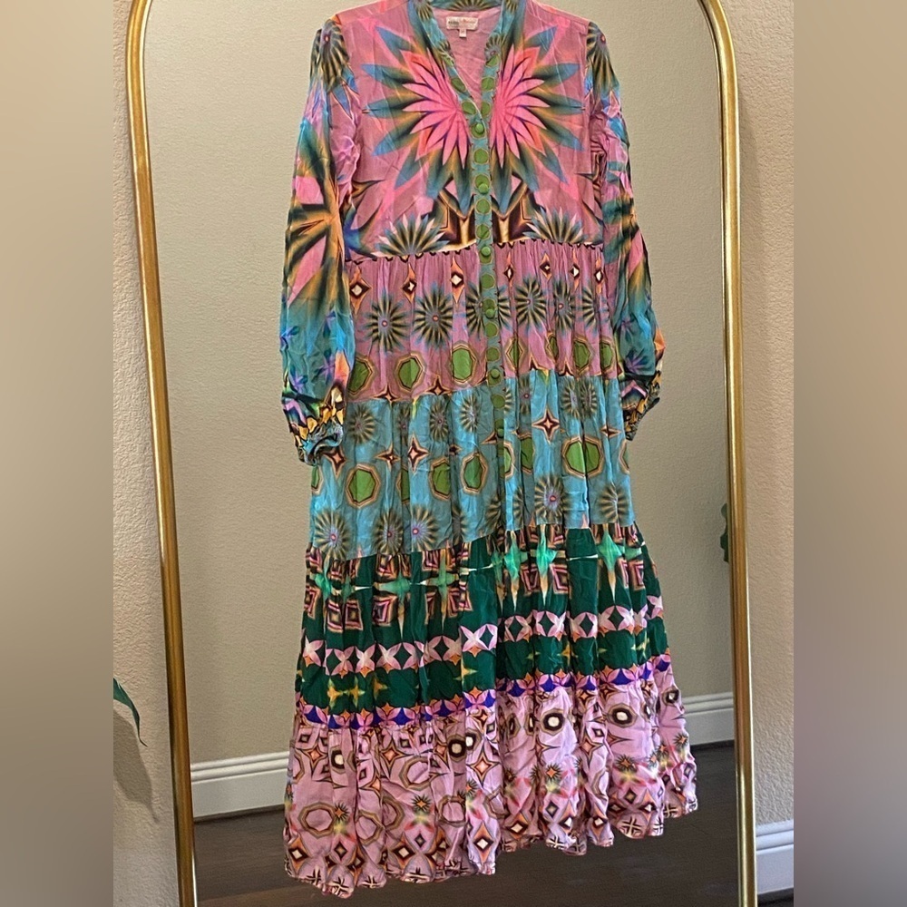 Siddhartha Bansal x Anthropologie Mixed Print Button Front Maxi Dress Size XS - Picture 4 of 15